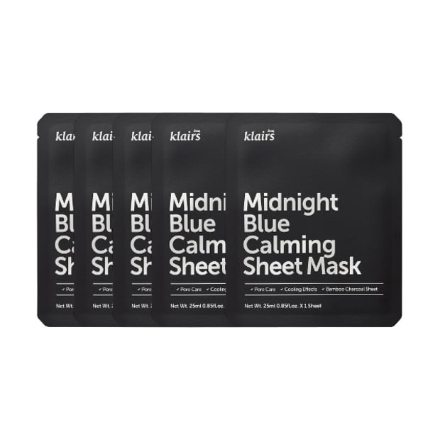 Dear, Klairs - Midnight Blue Calming Sheet Mask - 5stücke