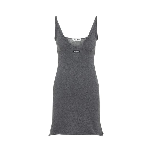 Miu Miu - Cashmere Mini Dress With Scoop Neckline - Größe 42 - grau