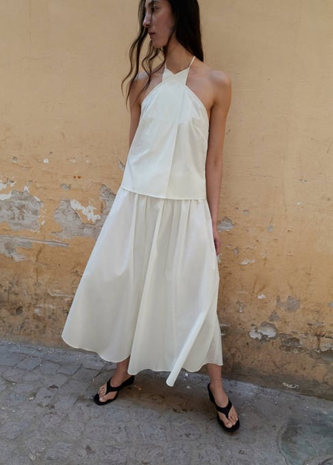 MANGO A-Linien-Rock aus Baumwollstoff mit Streifen 