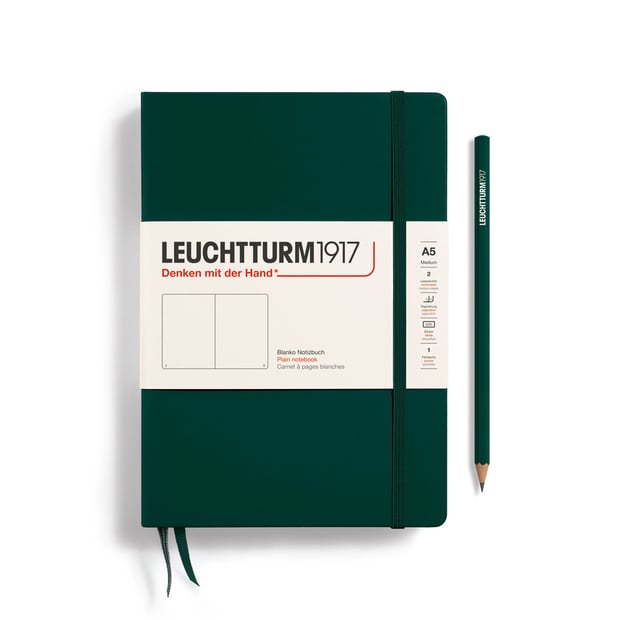 LEUCHTTURM1917 Notizbuch Medium (A5), Hardcover, 251 nummerierte Seiten, Forest Green, blanko
