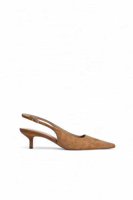 Slingback-Pumps aus Wildleder Braun