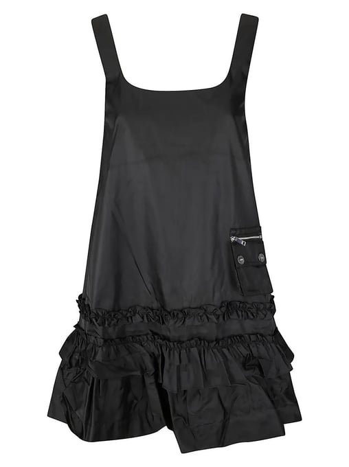 GANNI - Ruffled Mini Dress With U-Neckline 