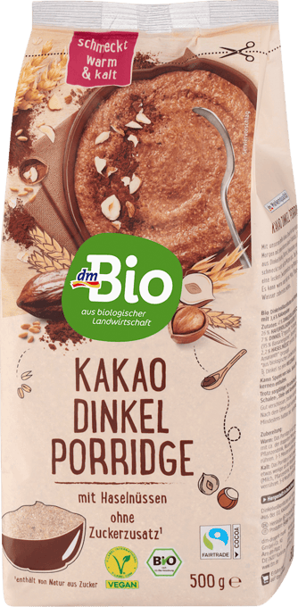 Porridge, Kakao Dinkel mit Haselnüssen, 500 g