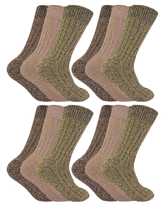 Socke Snob - 12 Paar Herren Wolle Boot Socken für Wandern - Braun
