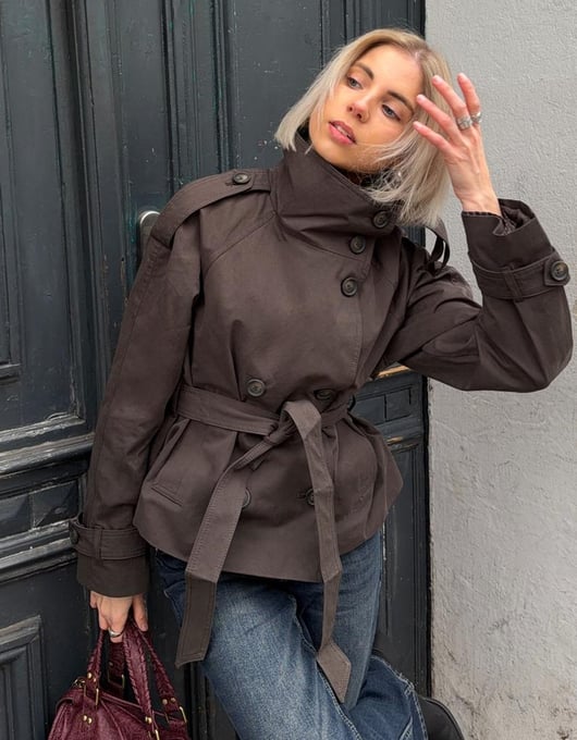 Bershka Trenchcoat mit Stehkragen