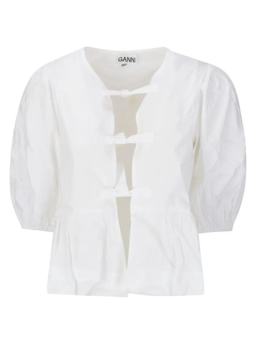 GANNI - White Shirt Balloon Sleeves 