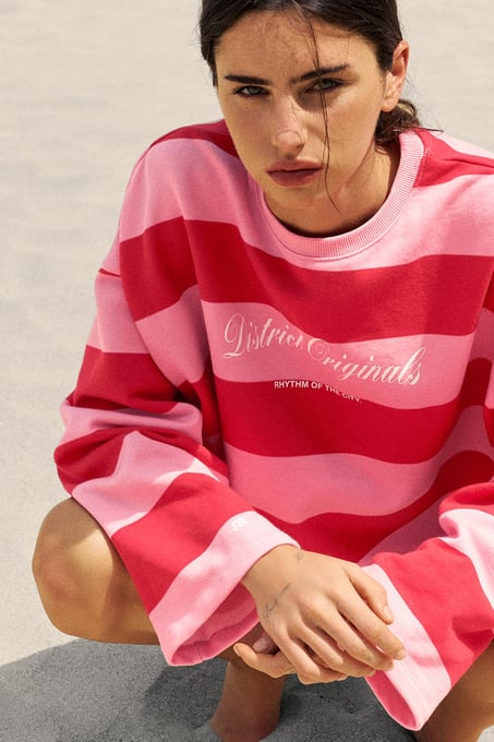 Gestreiftes Oversize-Sweatshirt in Rot