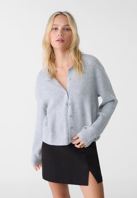 WITH BUTTONS - Cardigan - grey