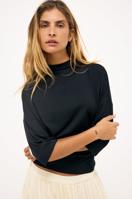 Soft Line Funnel Neck Jersey Top