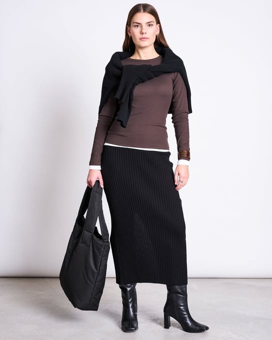 MIDI KNIT SKIRT EBBA BLACK GOTS