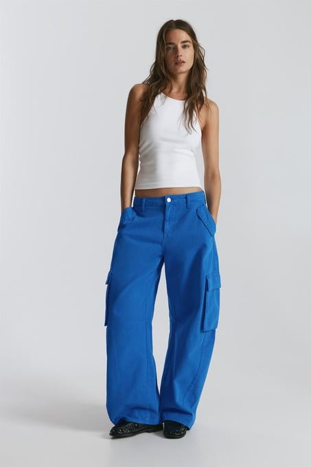 Pull&Bear Cargo-Hose im Balloon-Fit in Ink Blue