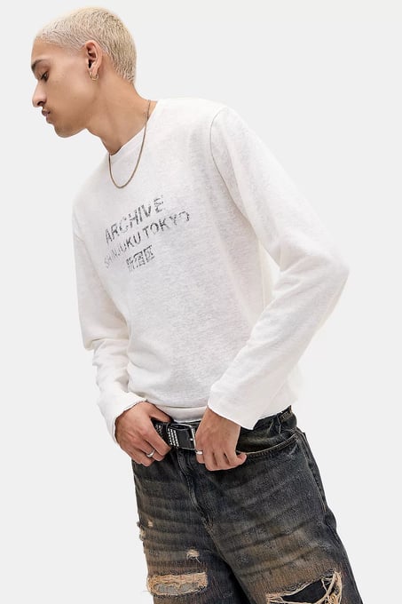 BDG Archive Langarm-Slub-Grafik-T-Shirt