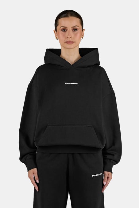 Clarita Logo Oversized Hoodie Washed Black
