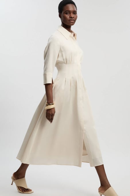 Karen Millen Tailored Linen Darted Waist Midi Dress