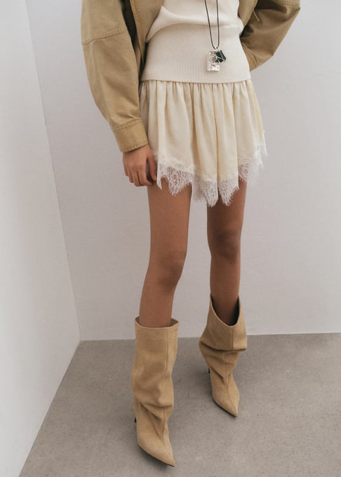 MANGO Satinierte Shorts mit Spitze