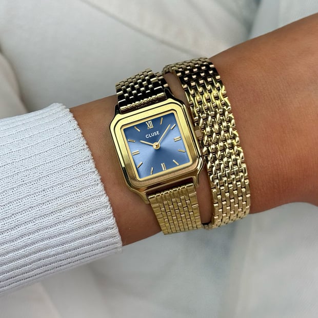 CLUSE Gracieuse Petite Watch Double Steel, Kyanite Blue, Gold Colour