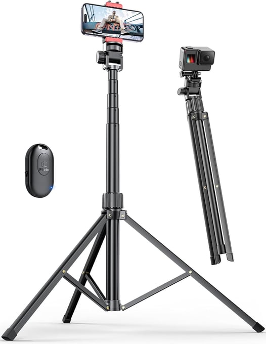 180 cm Mobile Phone Tripod for Smartphone, Sturdy Expandable Aluminium Rods & Larger and Longer Tripod Legs, Mobile Phone Tripod Holder with Remote Shutter Release Compatible Smartphone | Sturdy, larger and longer tripod legs, mobile phone tripod holder with remote shutter release compatible smartphone
