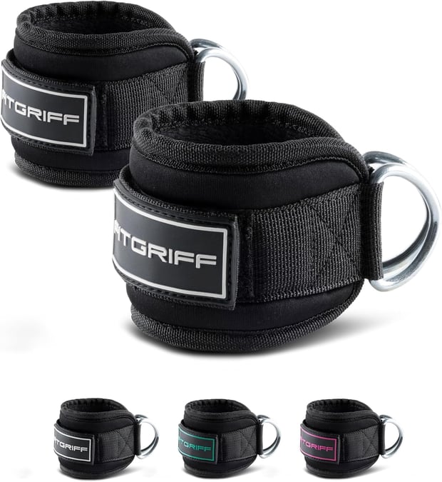 Fitgriff® Foot Straps V3 - for Fitness Training on Cable Pull - (Pack of 2)