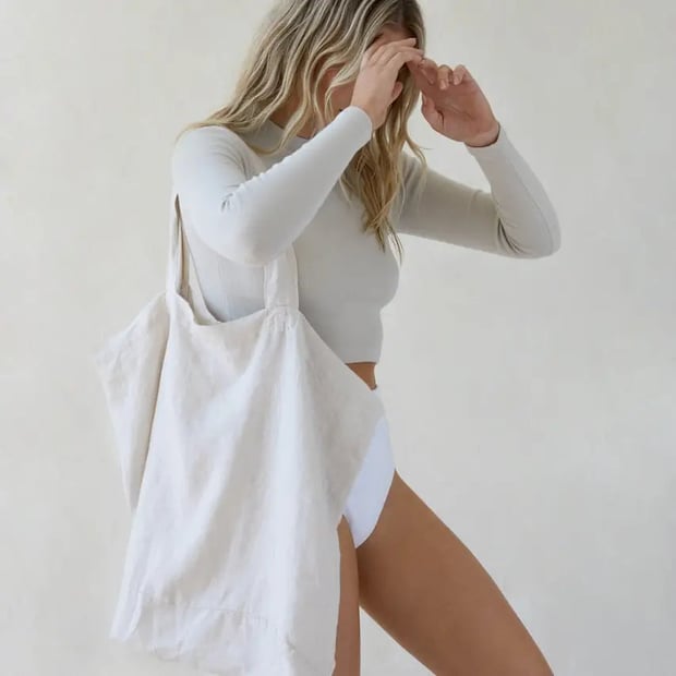 Leinentasche La Lua weiß