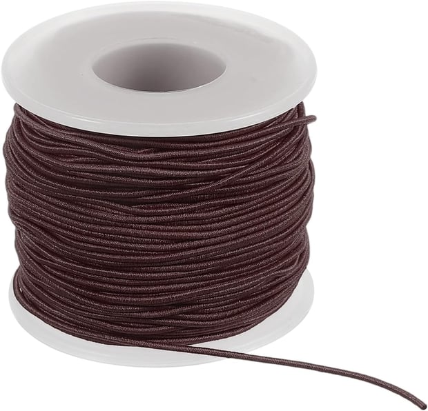 PATIKIL 1 mm Elastic Cord Elastic Band for Bracelets (50 m, Brown) | Elastic Thread, Rubber Cord for Bracelet, Sturdy Stretchy Necklaces, Beads, Crafts, DIY