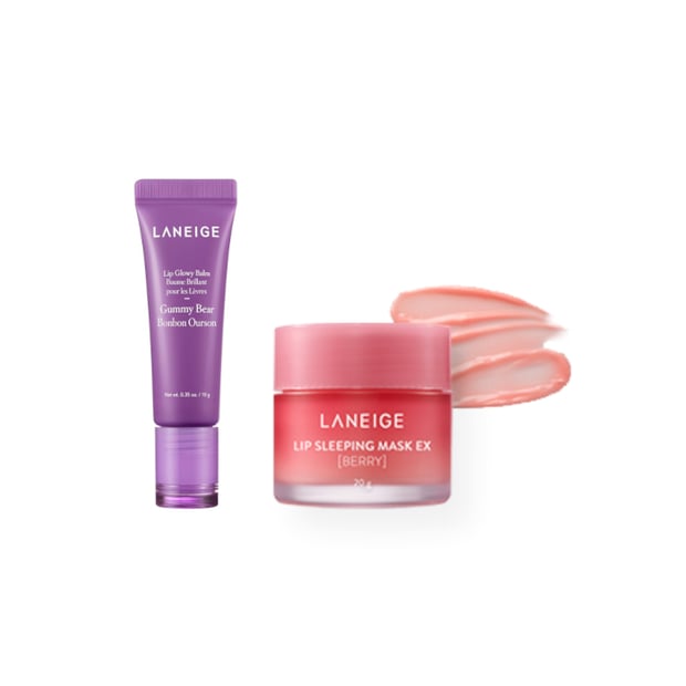 LANEIGE - Lip Glowy Balm - 10g - Gummy Bear (1ea) X Lip Sleeping Mask EX - 20g - Berry (1ea)