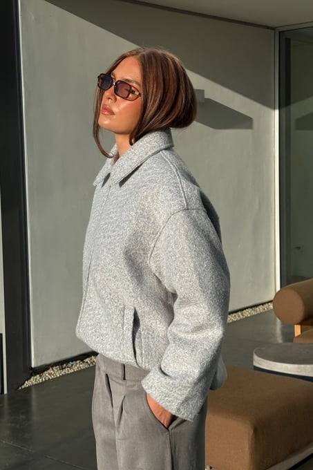 Bouclé-Jacke mit Reißverschluss