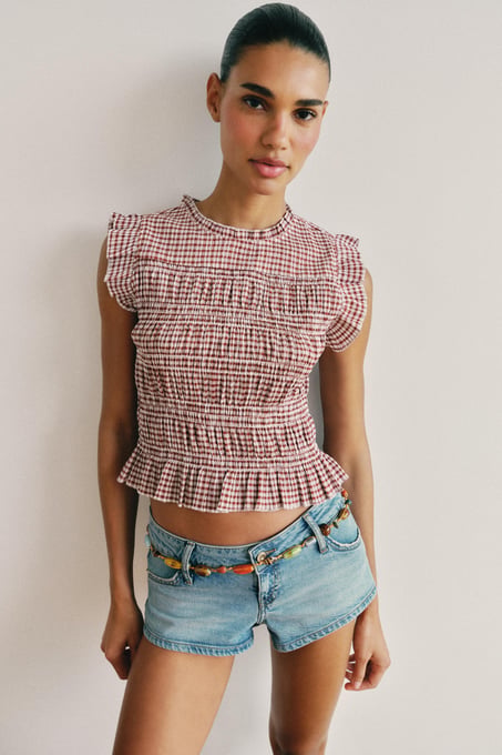 ZARA TOP MIT GESMOKTEM VICHYKARO