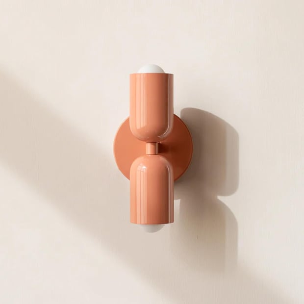 niuniaj Indoor Wall Light, 2 Bulbs, Up and Down Wall Light, Wall Lighting | E27 modern wall lamp for living room, bedroom, hallway, balcony, stairs, children's room, office, dressing table, pink