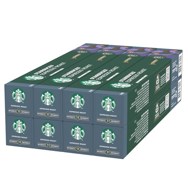 STARBUCKS Espresso Roast By Nespresso, Dark Roast Coffee Capsules, 80 Capsules (8 x 10)