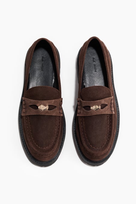 Chunky Loafer aus Velours-Spaltleder