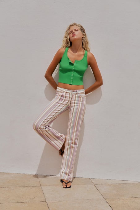 ZARA JEANS TRF WIDE LEG MIT NIEDRIGEM BUND UND STREIFEN