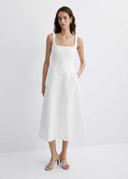 MANGO A-Linien-Kleid aus Leinen 