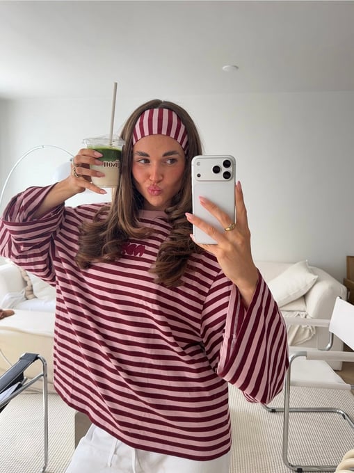 oversized longsleeve long pink red stripes