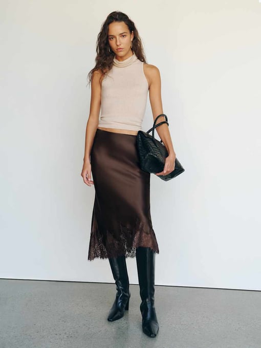 The Reformation Carolina Silk Skirt