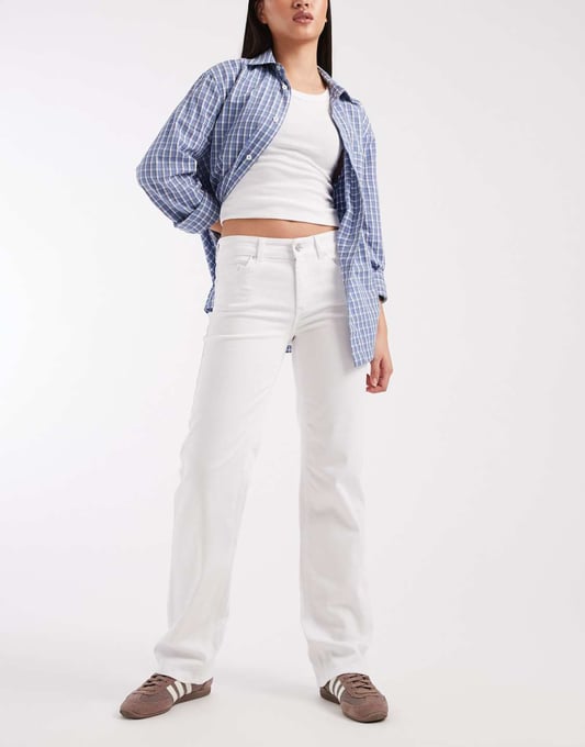Only – Blush – Jeans in Weiß mit mittelhohem Bund und geradem Schnitt