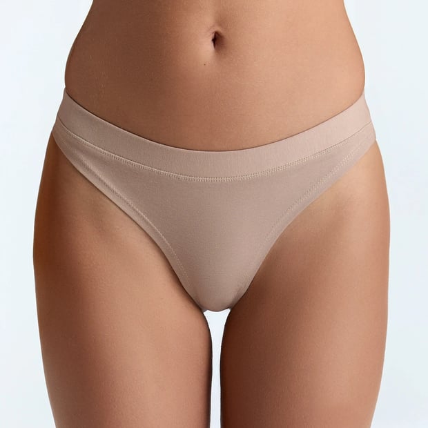 High Waist String aus Bio-Baumwolle - milchkaffee