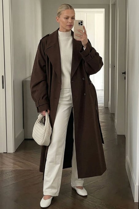 NA-KD Langer Trenchcoat Braun