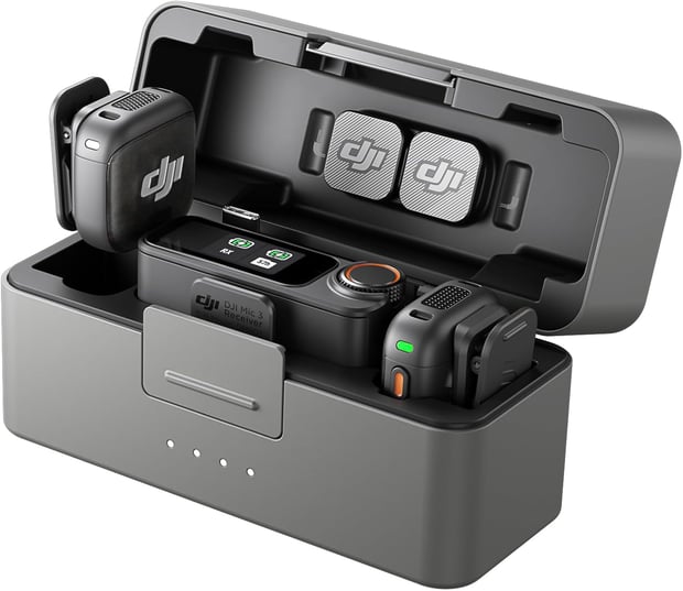 DJI Mic 3 Wireless Microphone | Mini-Mikrofon f. iPhone/Kamera/Android, ultraleicht, adaptive Gain-Steuerung, Dualband-Anti-Interferenz, 28 Std. Nutz., Vlog