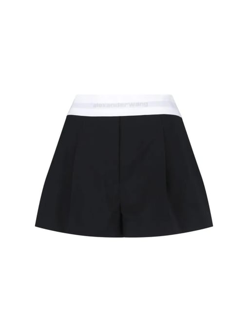 Alexander Wang - High-Waisted Black Wool Shorts With Elastic Waist