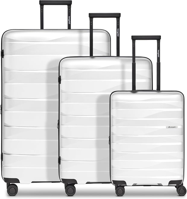 Bergpfeil Suitcase Set 3-Piece Hard Case Lightweight S M L | Suitcase set 3-piece unisex polypropylene black travel series