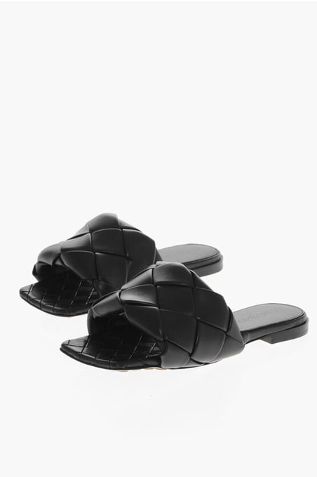 LIDO Slider aus gewebtem Leder in Schwarz