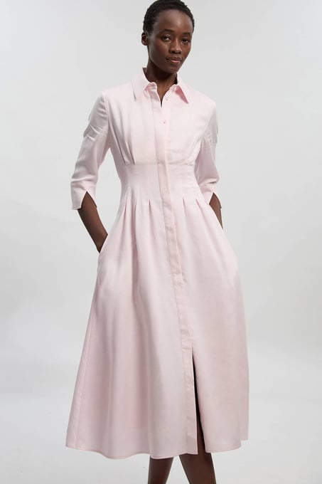 Karen Millen Tailored Linen Darted Waist Midi Dress