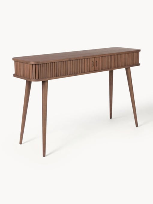 Holz-Konsole Barbier mit Rolltüren und geriffelter Front