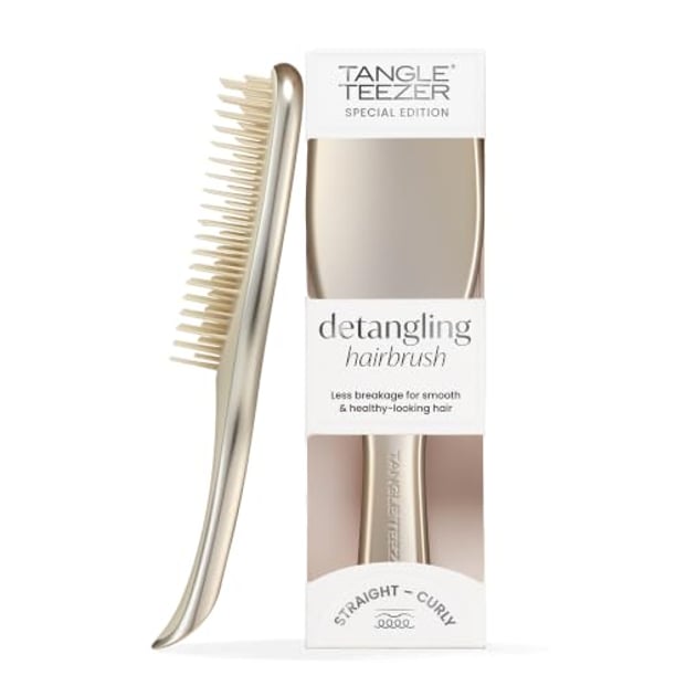 Tangle Teezer Ultimate Detangler Haarbürste, Nasses & Trockenes Haar, Entwirrungsbürste für Alle Haartypen, Zweistufige Borsten Reduzieren Haarbruch & Knoten, Champagner Gold mit Chrom-Finish