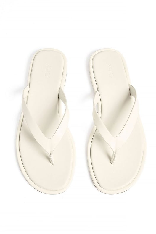 Flache Flip-Flop-Sandalen Offwhite