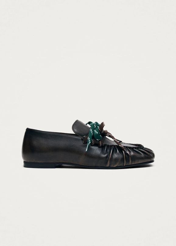 ALOHAS Aven Lace Vintage Effect Brown Leather Loafers