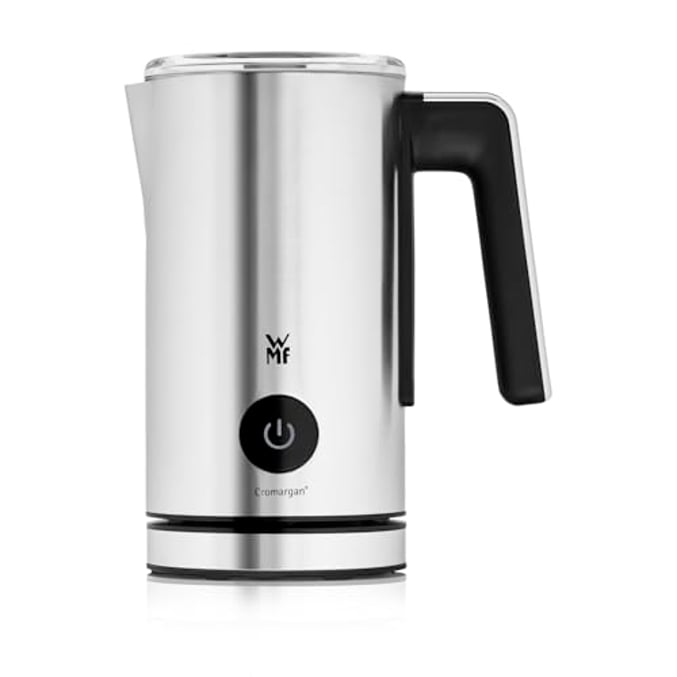 WMF Stelio Milchaufschäumer elektrisch, 500 Watt, 150-250 ml, Antihaftbeschichtung, kabellos, für Milchschaum heiss und kalt, heiße Schokolade, cromargan matt/silber