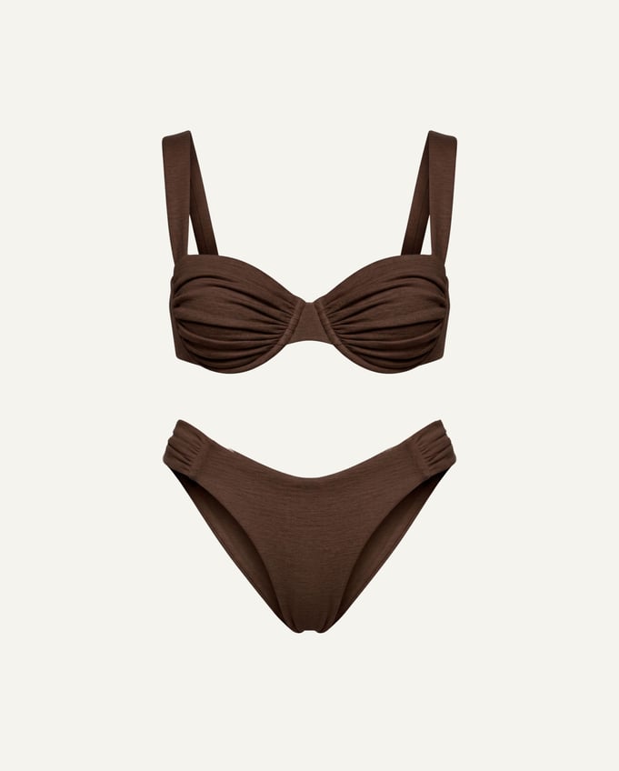 Merino Wool Balconette Bikini Set – Cocoa Brown