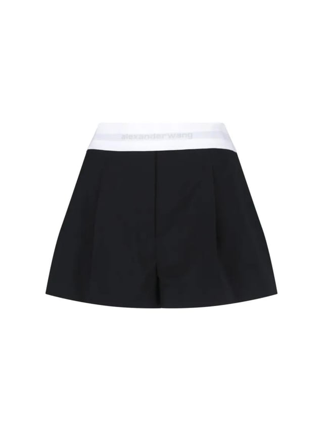 Alexander Wang - High-Waisted Black Wool Shorts With Elastic Waist
