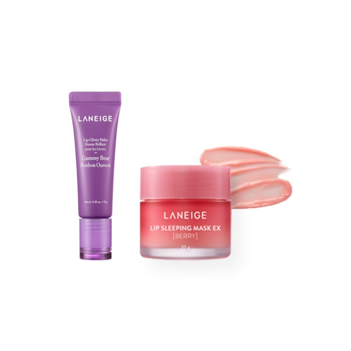 LANEIGE - Lip Glowy Balm - 10g - Gummy Bear (1ea) X Lip Sleeping Mask EX - 20g - Berry (1ea)